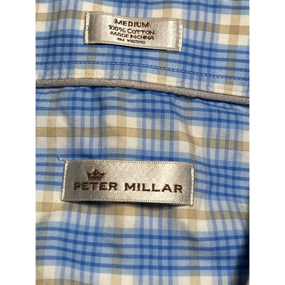 PETER MILLAR Long Sleeves Men's Medium Blue 100% Cotton - Picture 5 of 9